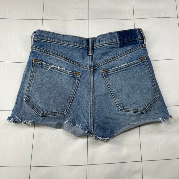 Abercrombie & Fitch Shorts Womens 26 Blue Mom High Rise Distressed Denim Cut Off - Picture 2 of 11